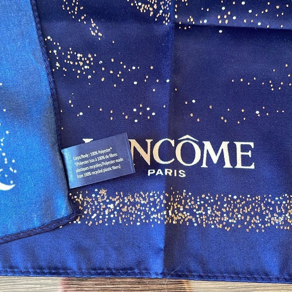 Lancôme Paris Blue Silky - Polyester Square Scarf Stars & Moon Galaxy Milky Way - Picture 4 of 16